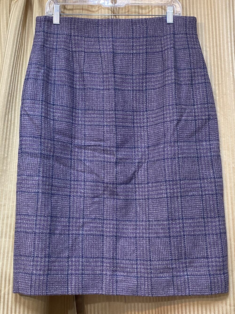 Vintage Valerie Stevens Women's Plaid Midi Skirt 100% Pure Wool 14